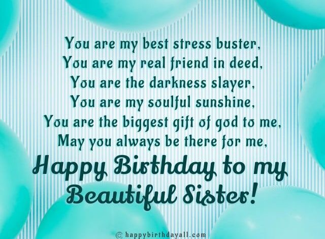 Birthday Poems for Sister