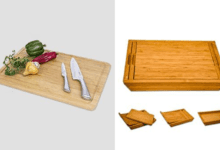 Bamboo Wooden Chopping Board & Set of 3 Wooden Tray: Prep to Serve in Style