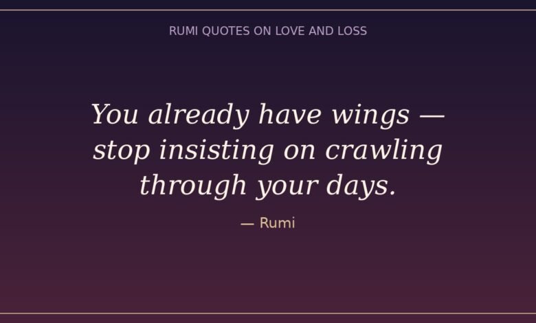 Rumi quotes on love and loss — "You already have wings, stop insisting on crawling through your days."
