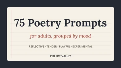 75 poetry prompts for adults, grouped by mood